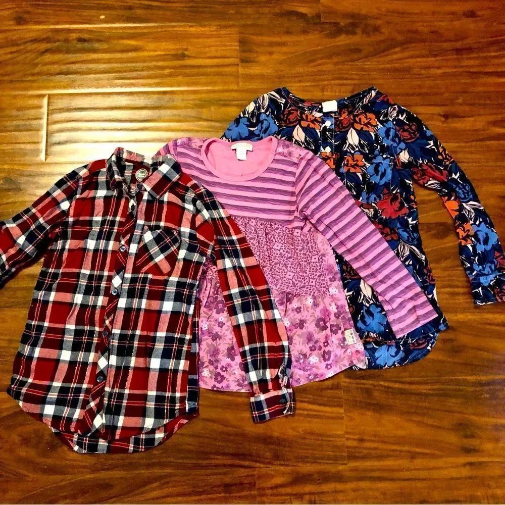 Bundle of 3 Girls Long Sleeved Shirts Size 4-7